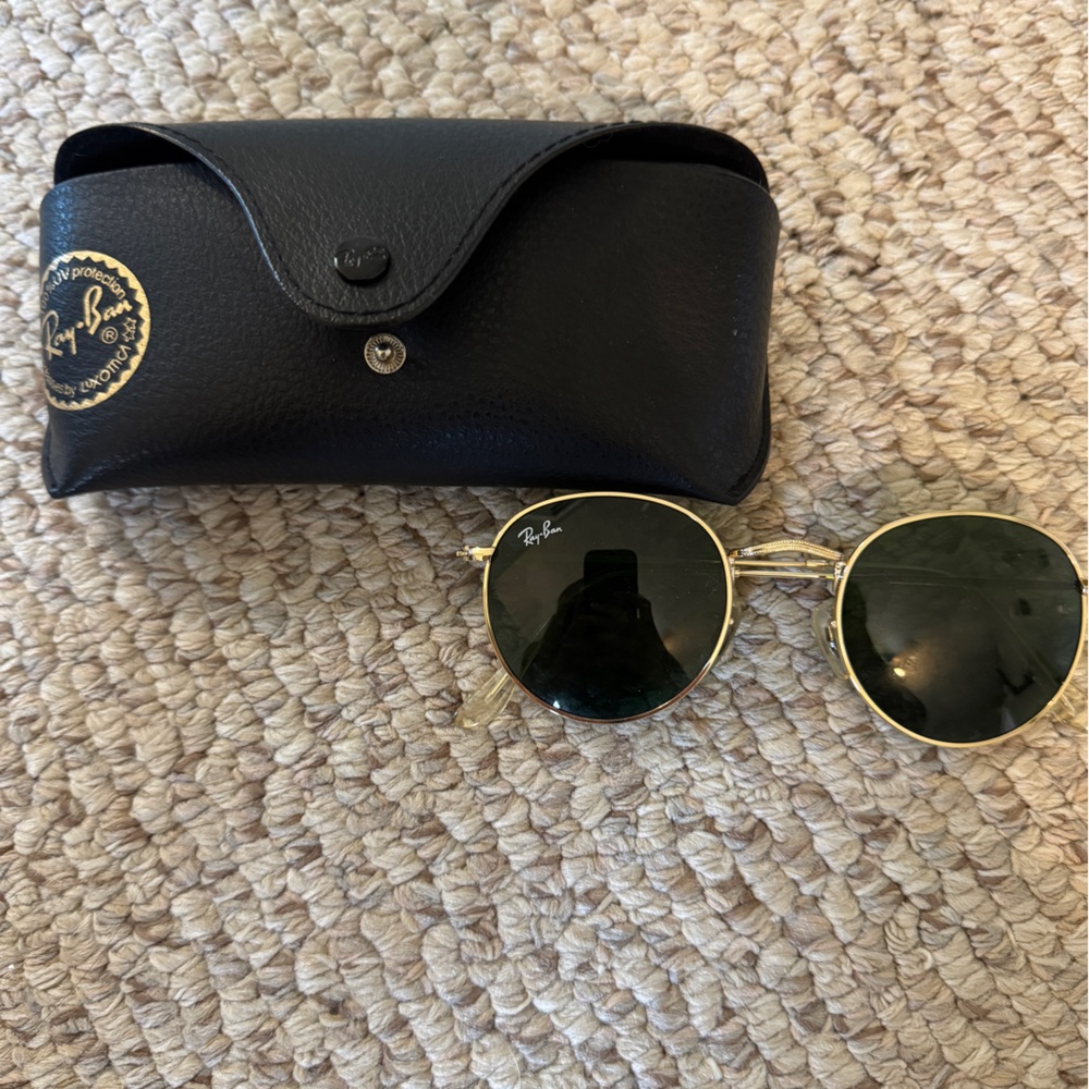 Ray-Ban Gold and Black Aviator Sunglasses